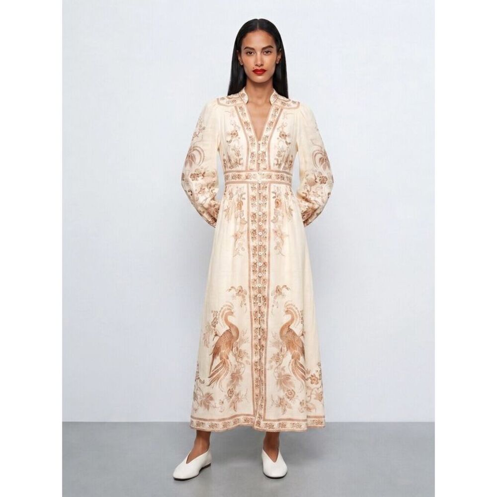 Zimmermann Women Indra Plunge Midi Dress - Picture 2 of 7